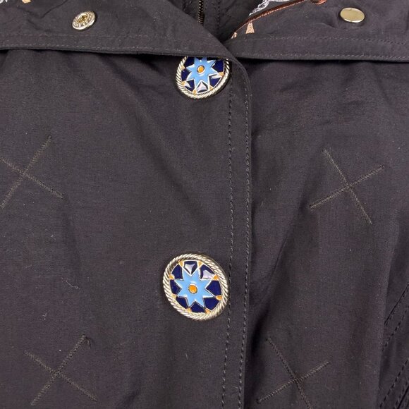 Bogner Womens Black Nylon Embroidered Hooded Jacket Stylish Winter Coat Size 12 - Picture 8 of 16